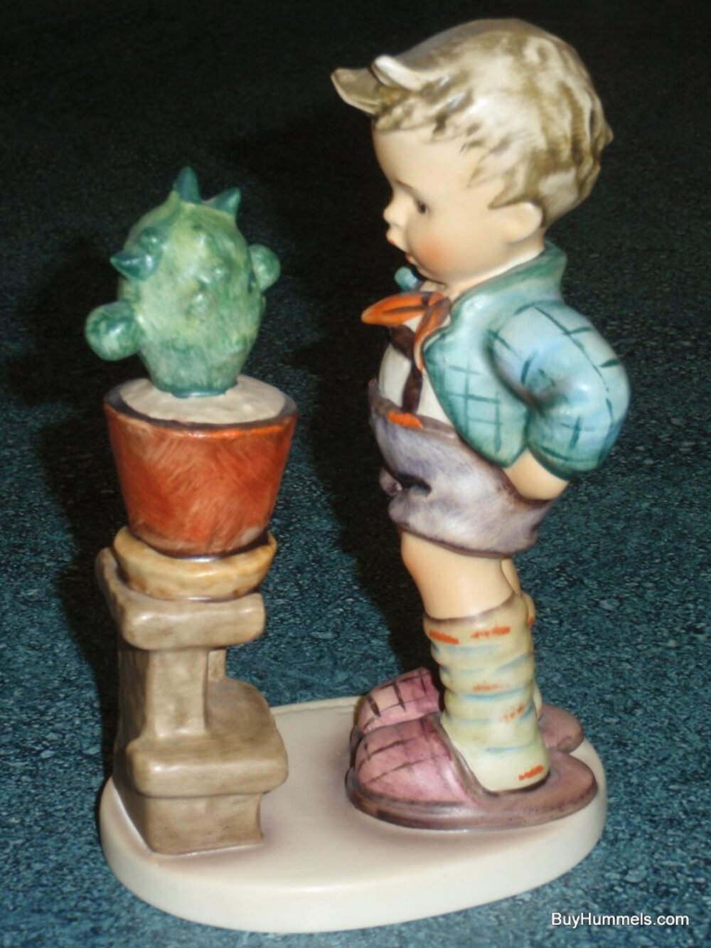 "Confidentially" Goebel Hummel Figurine TMK6 #314 Boy Talking To Cactus - CUTE!
